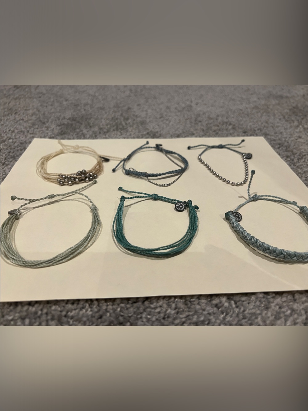 Pura Vida Bracelet Set in Teal, Light Blue, Beige, and Silver Accents